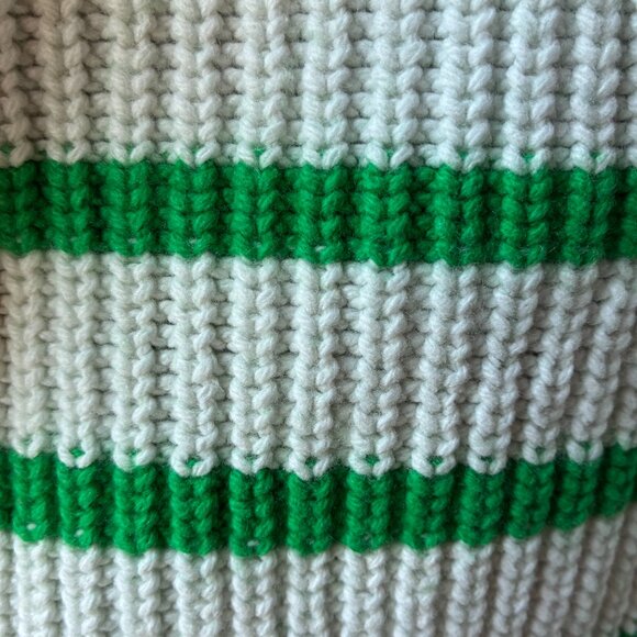 LA Maille Sezane Kyam White and Green Striped Jumper with Buttons - Picture 7 of 9